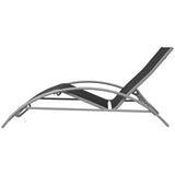 Sun Loungers with Table Aluminium Black