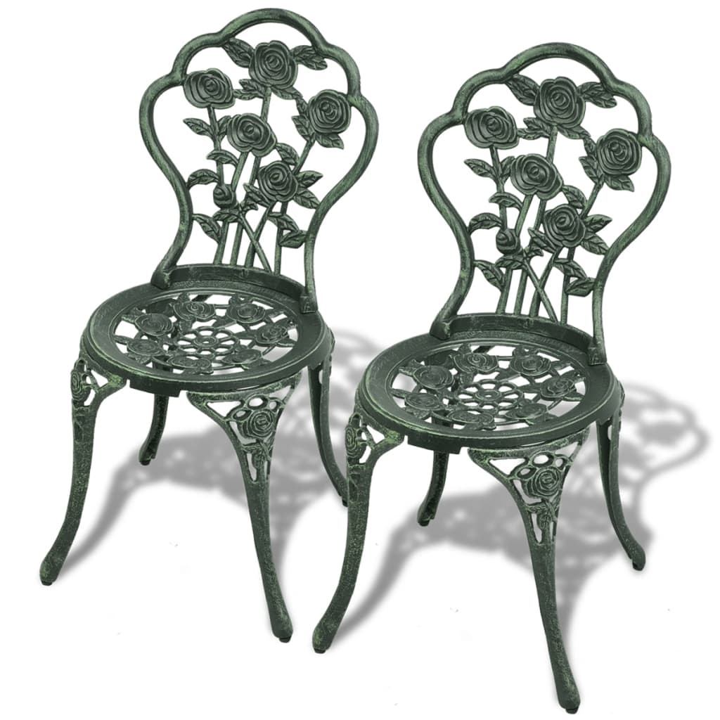 3 Piece Bistro Set Cast Aluminium Green