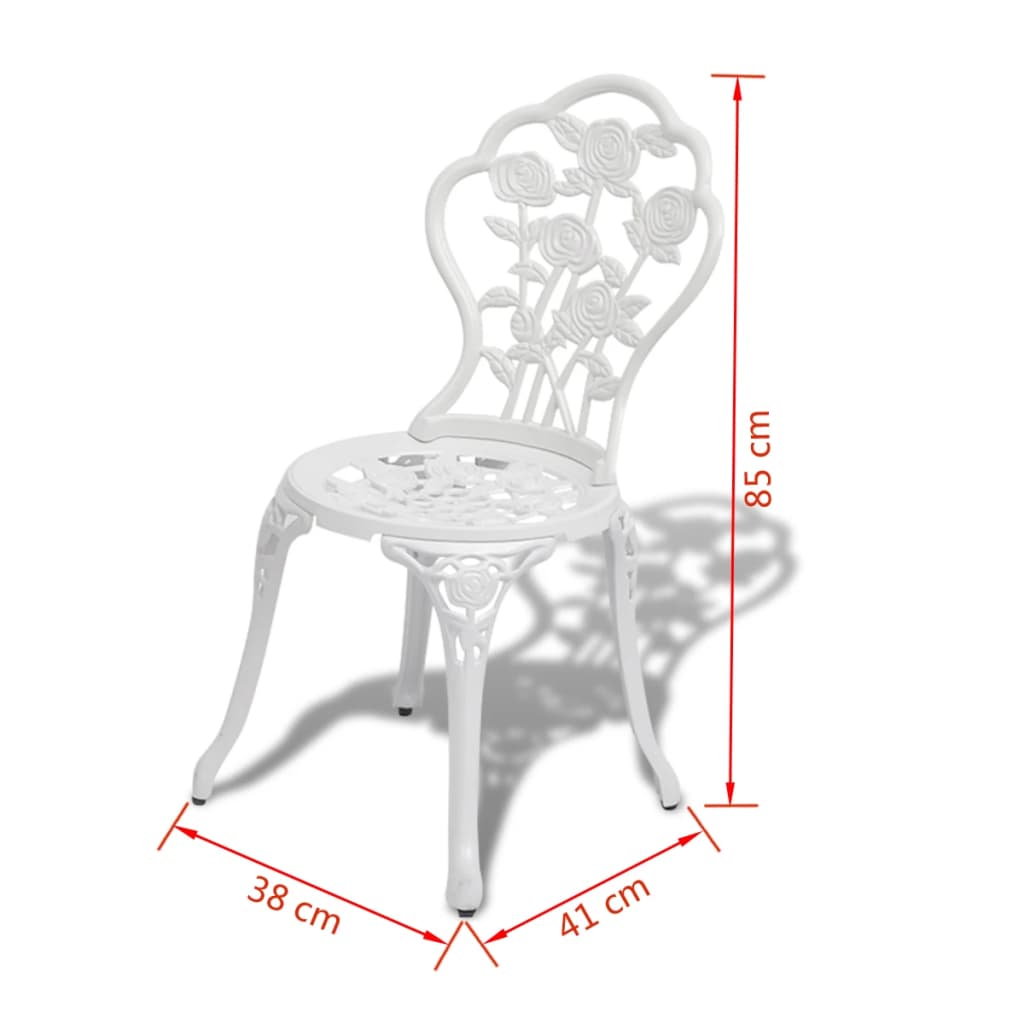 3 Piece Bistro Set Cast Aluminium White