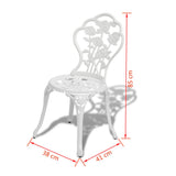 3 Piece Bistro Set Cast Aluminium White