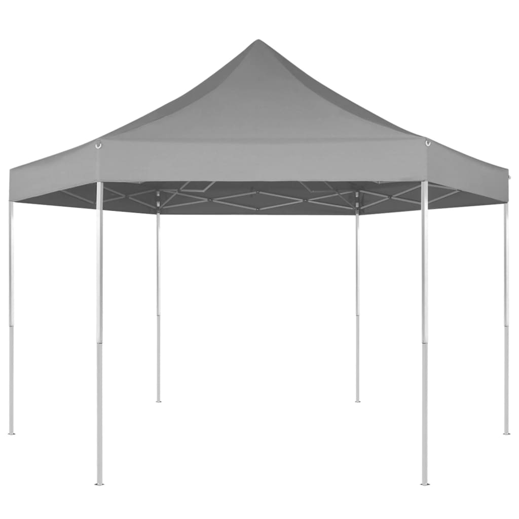 Hexagonal Pop-Up Foldable Marquee Grey 3.6x3.1 m