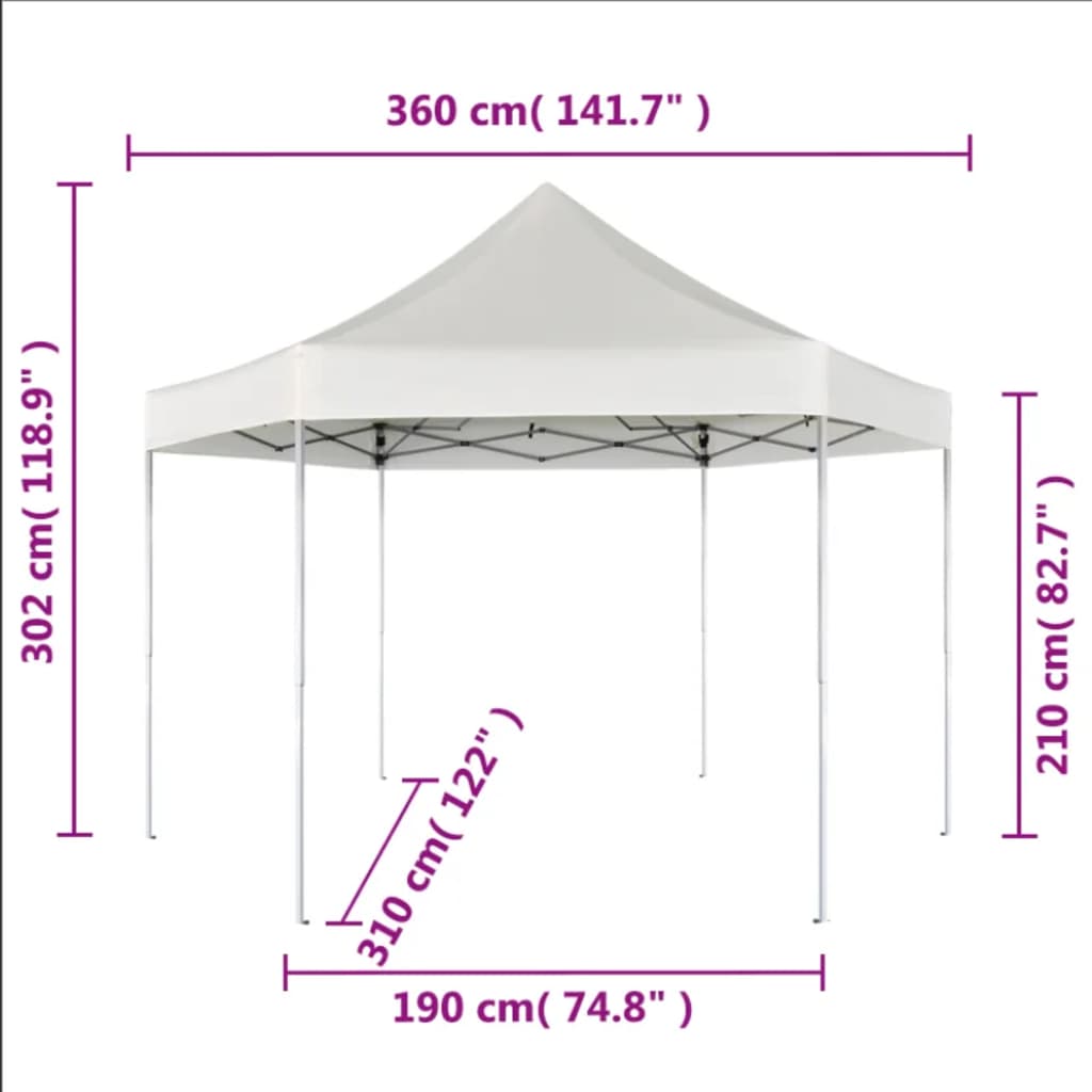 Hexagonal Pop-Up Foldable Marquee Grey 3.6x3.1 m