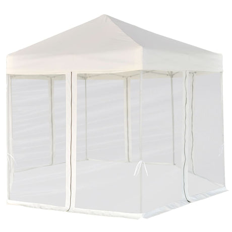 Hexagonal Pop-Up Marquee with 6 Sidewalls Cream White 3.6x3.1 m