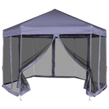 Hexagonal Pop-Up Marquee with 6 Sidewalls Dark Blue 3.6x3.1 m