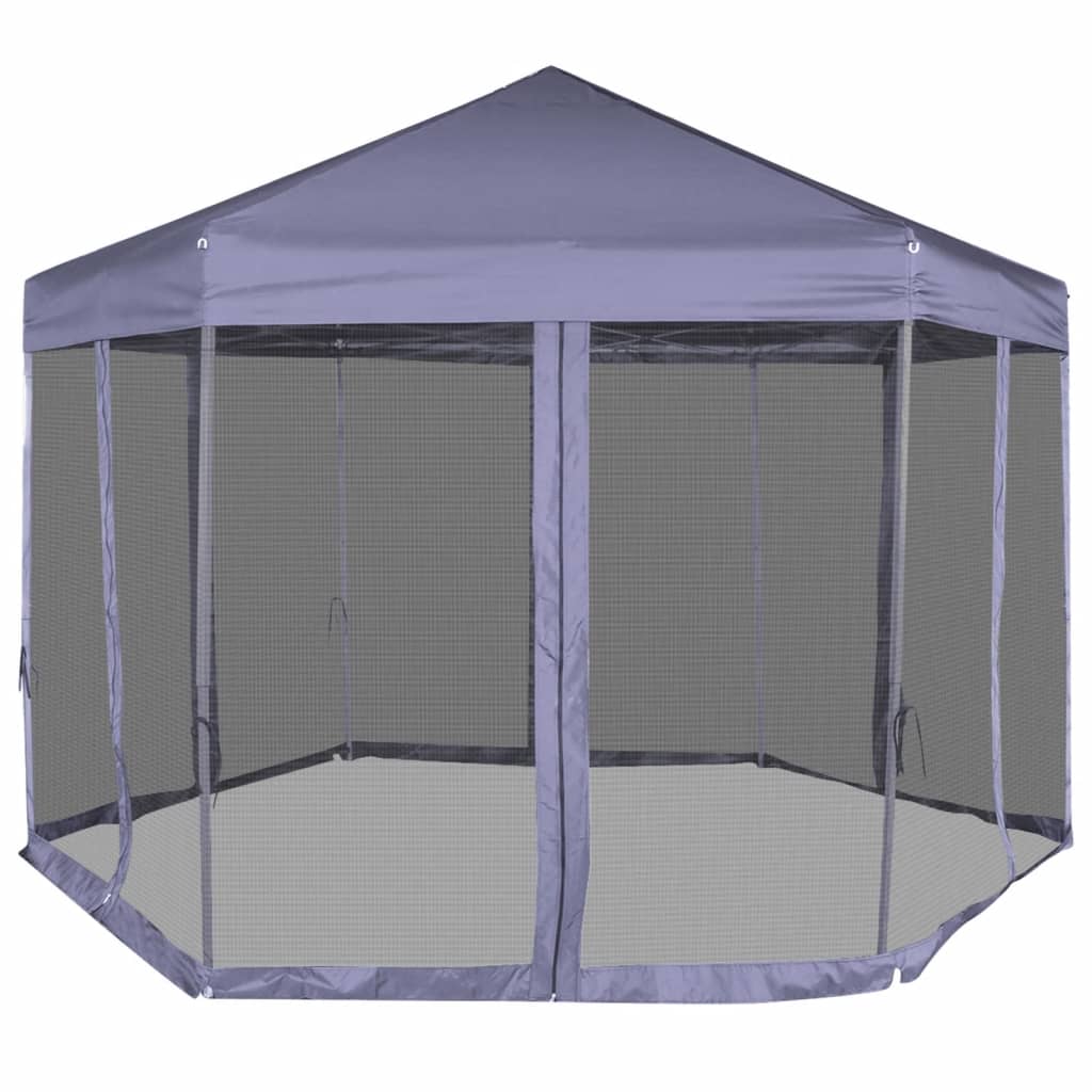 Hexagonal Pop-Up Marquee with 6 Sidewalls Dark Blue 3.6x3.1 m