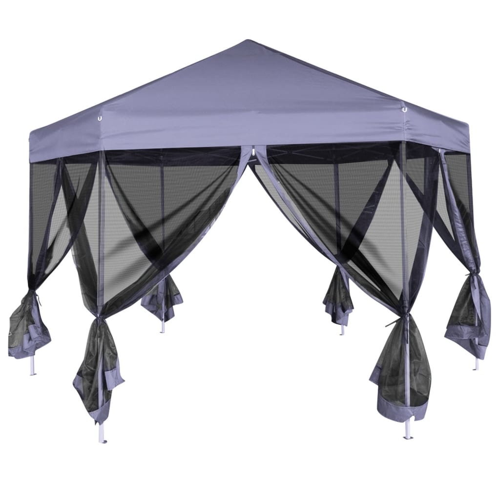 Hexagonal Pop-Up Marquee with 6 Sidewalls Dark Blue 3.6x3.1 m