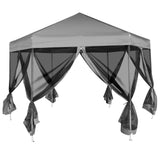 Hexagonal Pop-Up Marquee with 6 Sidewalls Grey 3.6x3.1 m