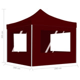 Professional Folding Party Tent with Walls Aluminium 3x3 m Wine Red