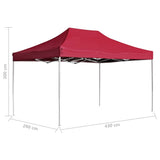 Professional Folding Party Tent Aluminium 4.5x3 m Wine Red