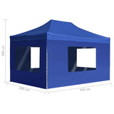 Professional Folding Party Tent with Walls Aluminium 4.5x3 m Blue