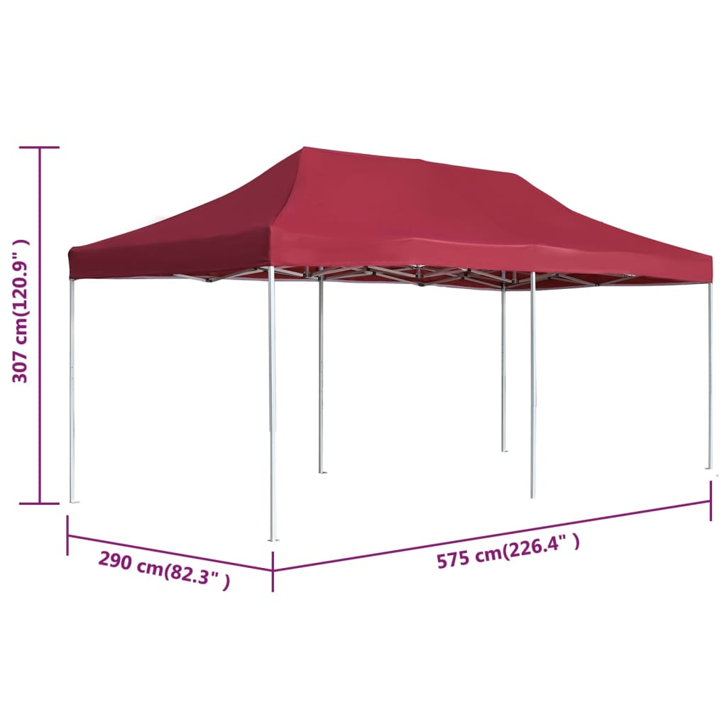 Professional Folding Party Tent Aluminium 6x3 m Wine Red