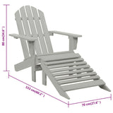 Garden Chair with Ottoman Wood Grey