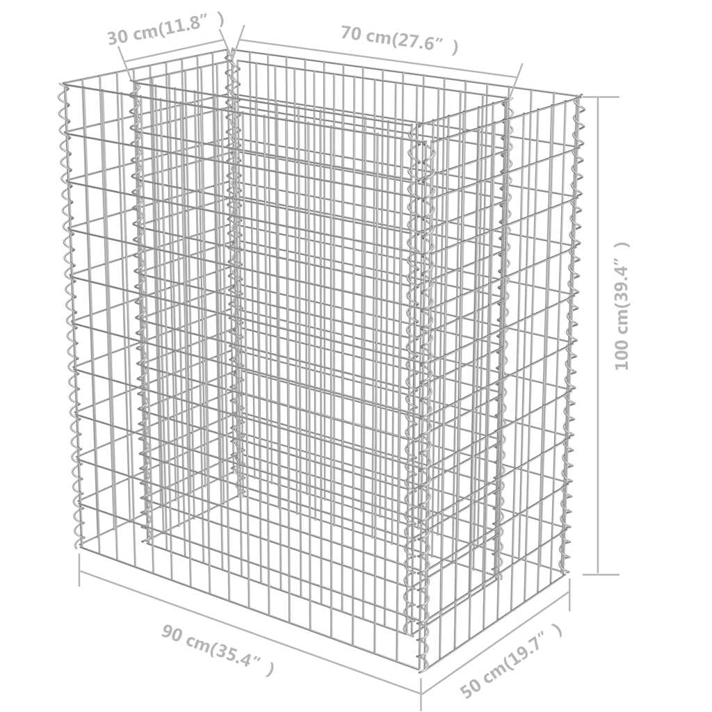 Gabion Raised Bed Galvanised Steel 90x50x100 cm