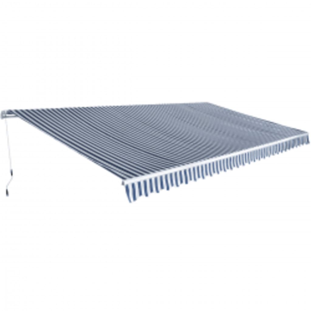 Folding Awning Manual Operated 600 cm Blue/White