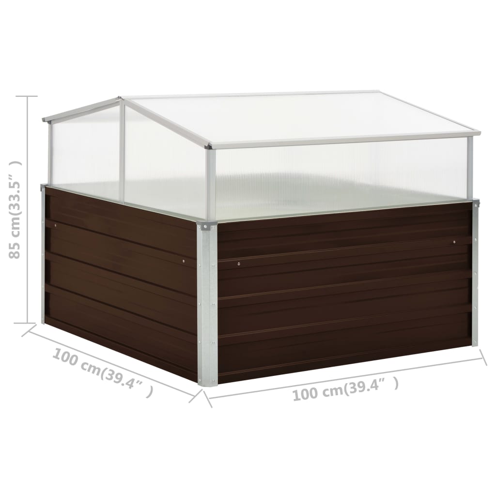 Greenhouse Brown 100x100x85 cm Galvanised Steel