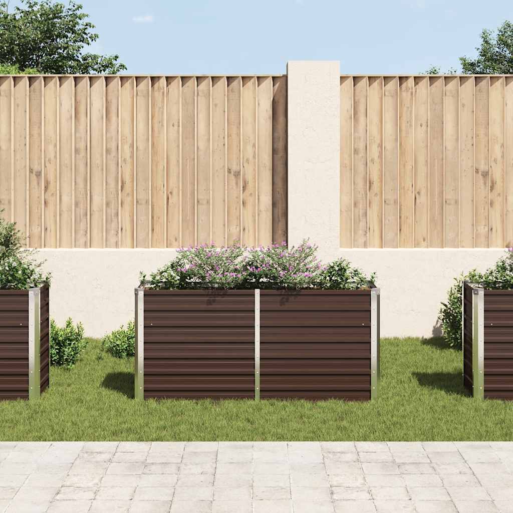 Garden Raised Bed Brown 160x40x77 cm Galvanised Steel