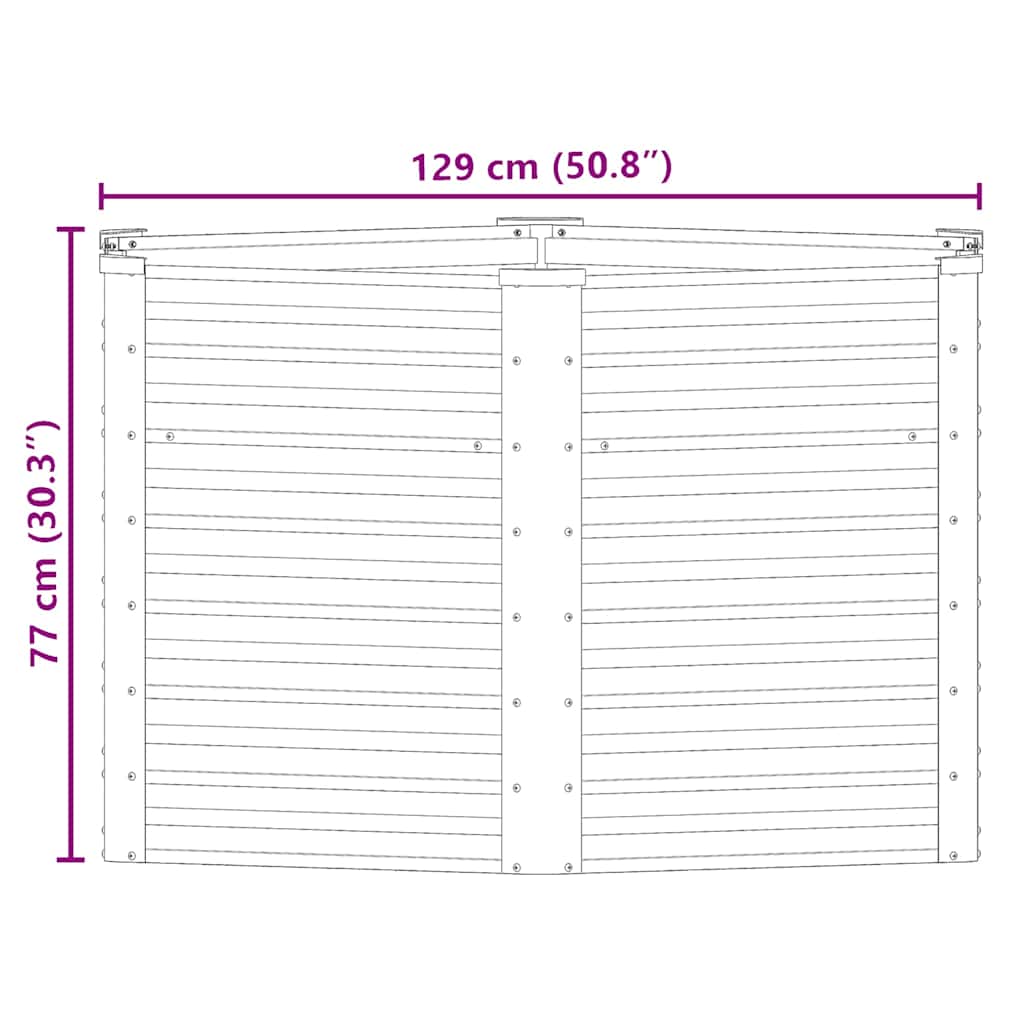 Garden Raised Bed Brown 129x129x77 cm Galvanised Steel
