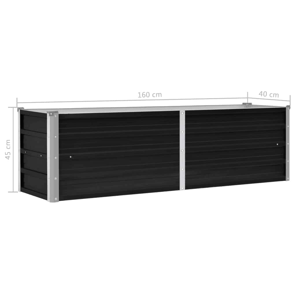 Garden Raised Bed Anthracite 160x40x45 cm Galvanised Steel