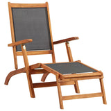 Outdoor Deck Chair Solid Acacia Wood and Textilene