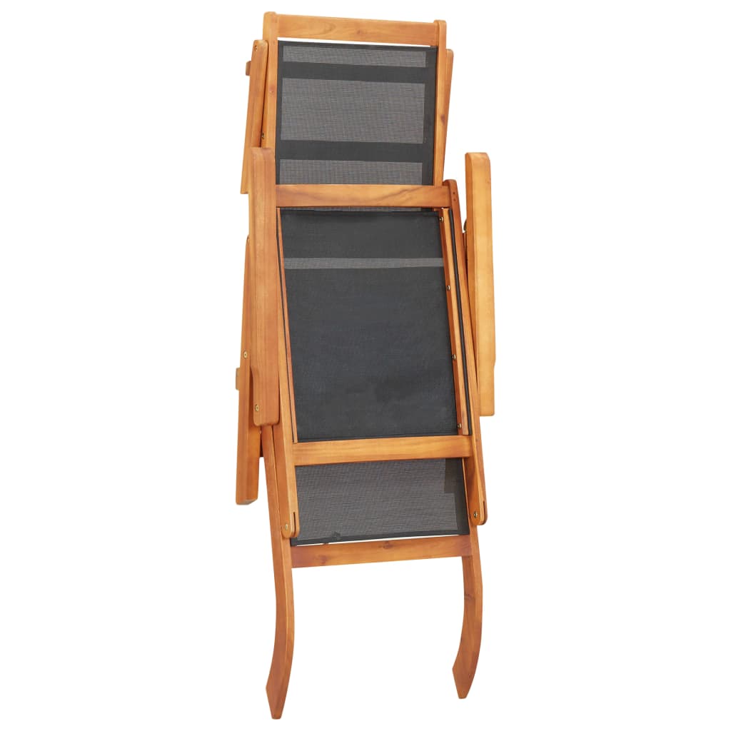 Outdoor Deck Chair Solid Acacia Wood and Textilene