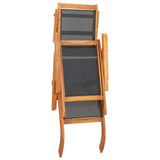 Outdoor Deck Chair Solid Acacia Wood and Textilene