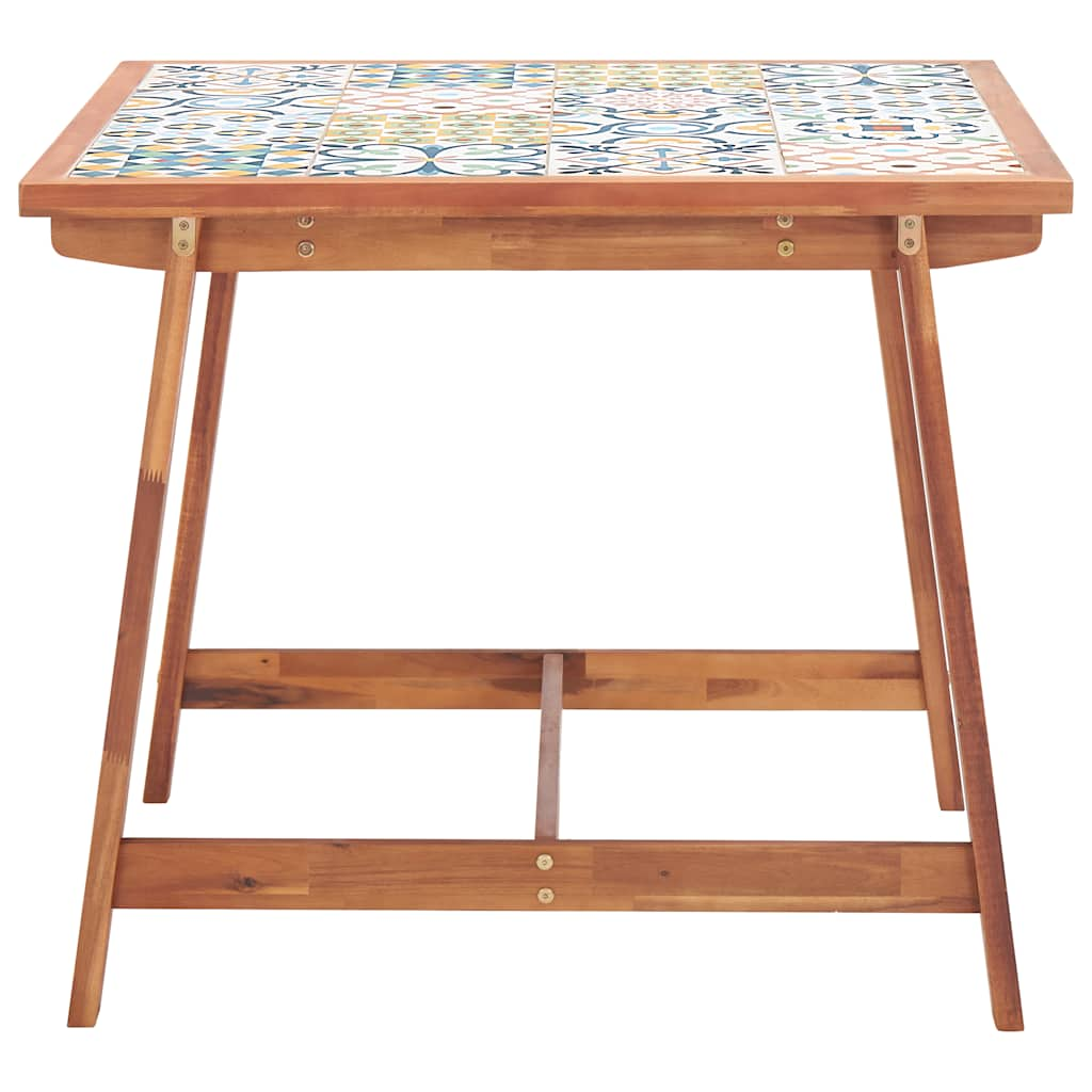 Garden Dining Table 88x88x75 cm Tile Top and Solid Acacia Wood