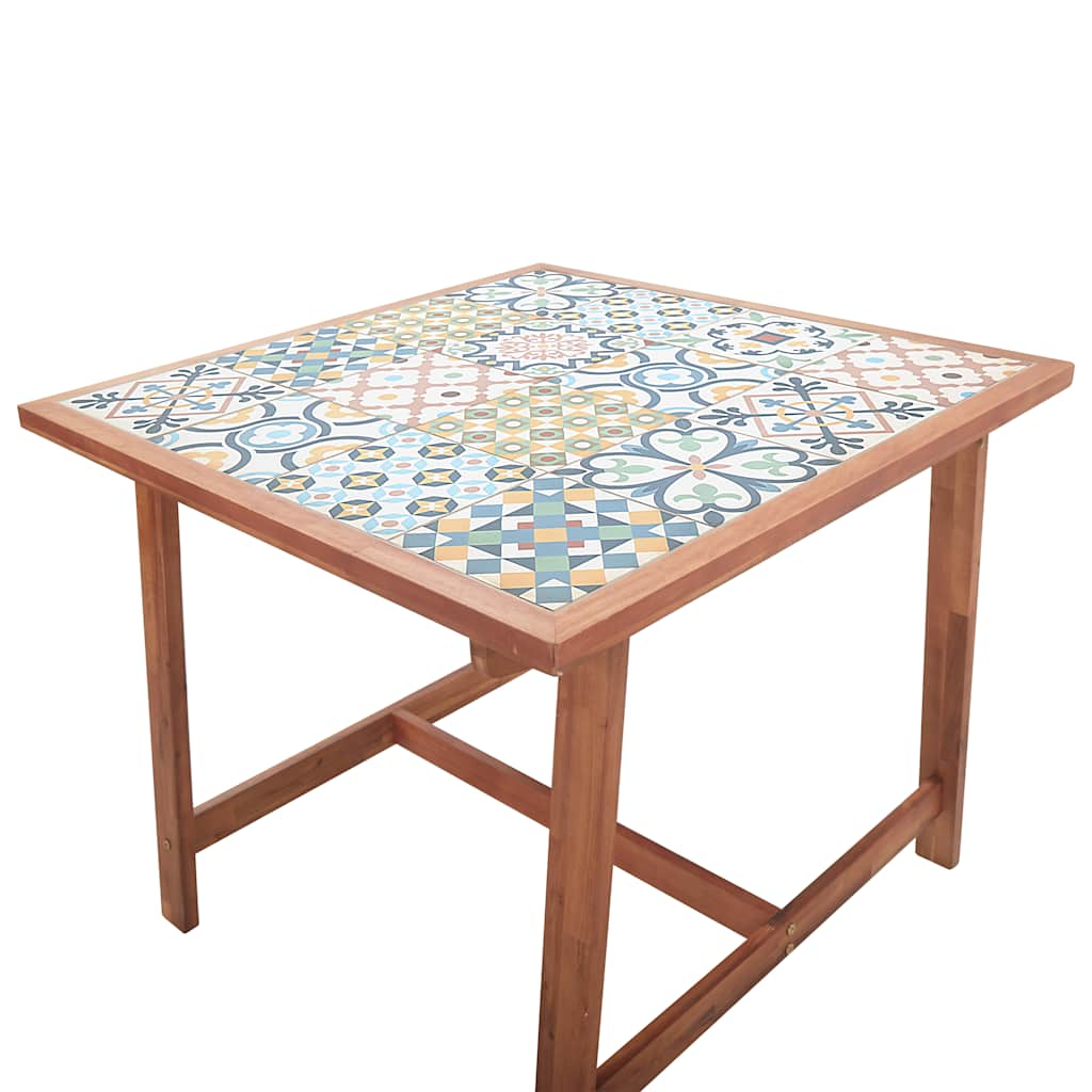 Garden Dining Table 88x88x75 cm Tile Top and Solid Acacia Wood