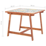 Garden Dining Table 88x88x75 cm Tile Top and Solid Acacia Wood