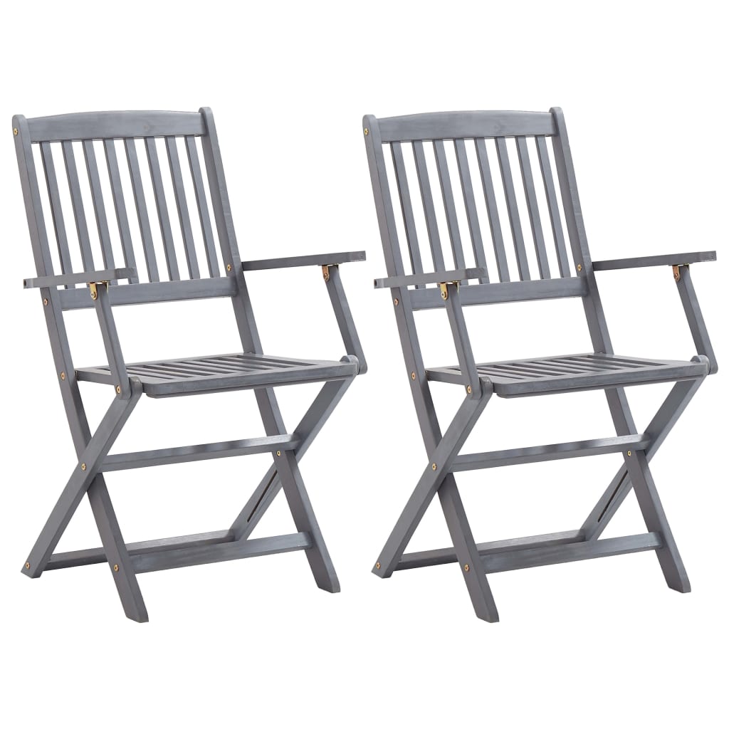 Folding Outdoor Chairs 2 pcs Solid Acacia Wood