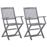 Folding Outdoor Chairs 2 pcs Solid Acacia Wood