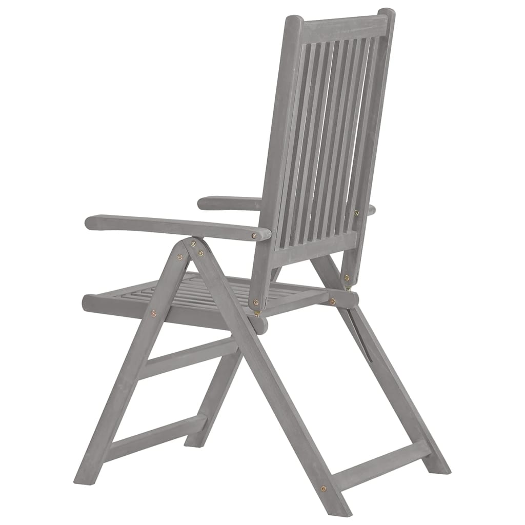 Garden Reclining Chairs 2 pcs Grey Solid Acacia Wood