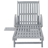 Garden Sun Lounger Grey Solid Acacia Wood