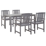 5 Piece Outdoor Dining Set Grey Solid Acacia Wood