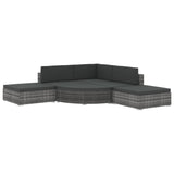6 Piece Garden Lounge Set with Cushions Poly Rattan Grey