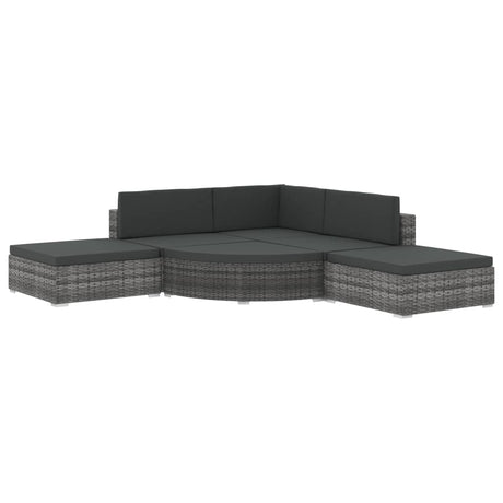6 Piece Garden Lounge Set with Cushions Poly Rattan Grey