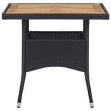 Outdoor Dining Table Black Poly Rattan and Solid Acacia Wood