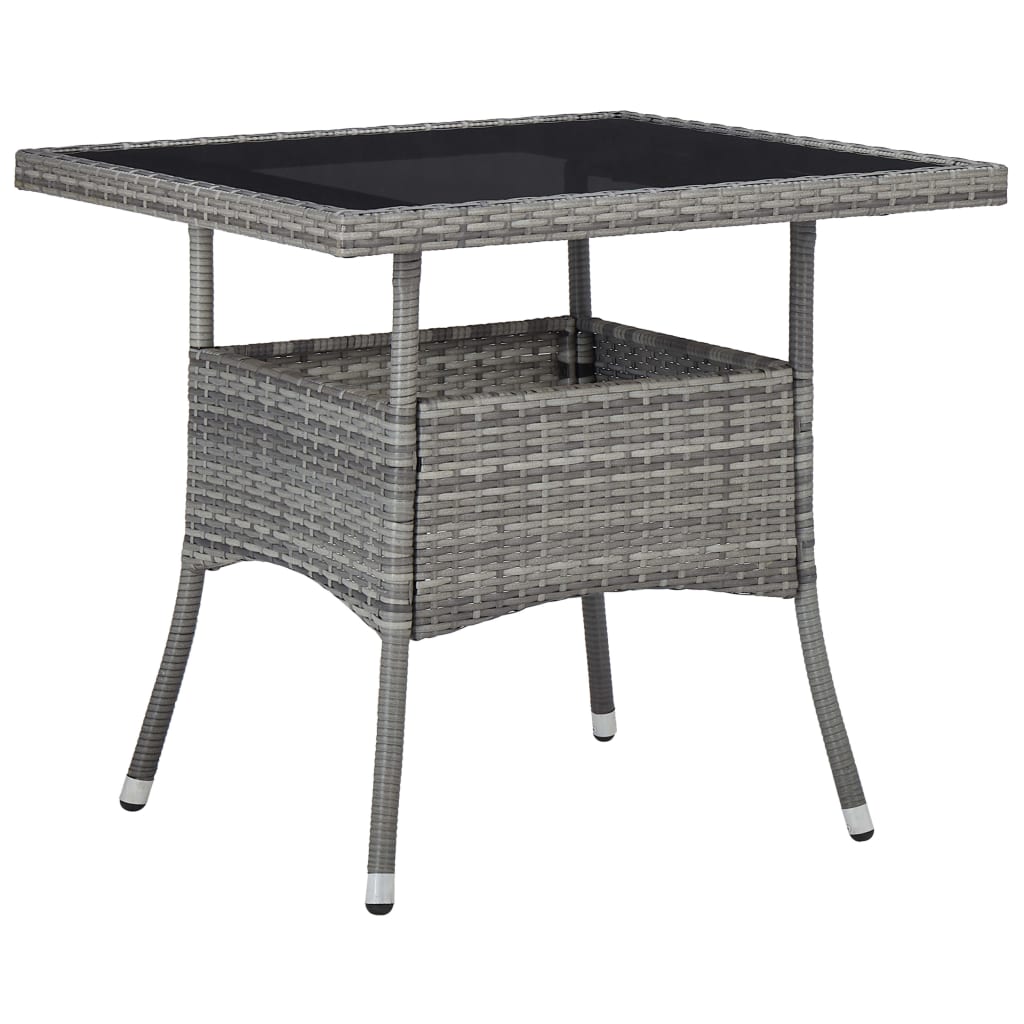 Outdoor Dining Table Grey Poly Rattan and Glass