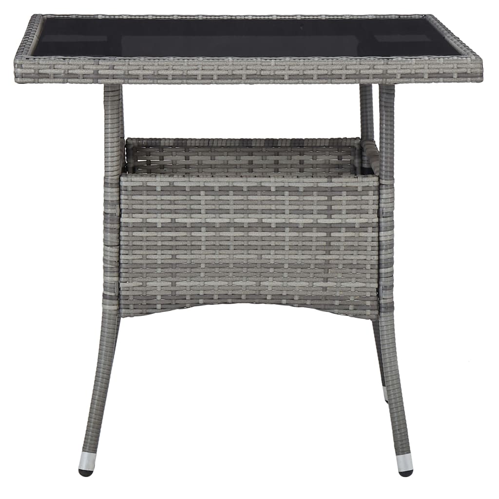 Outdoor Dining Table Grey Poly Rattan and Glass