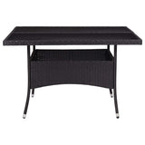 Outdoor Dining Table Black Poly Rattan and Glass