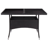 Outdoor Dining Table Black Poly Rattan and Glass