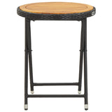 Tea Table Black 60 cm Poly Rattan and Solid Acacia Wood