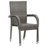 Stackable Outdoor Chairs 2 pcs Grey Poly Rattan