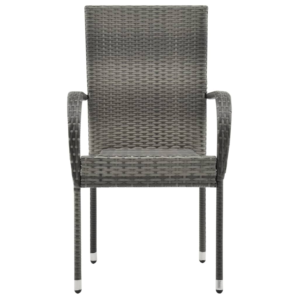 Stackable Outdoor Chairs 2 pcs Grey Poly Rattan