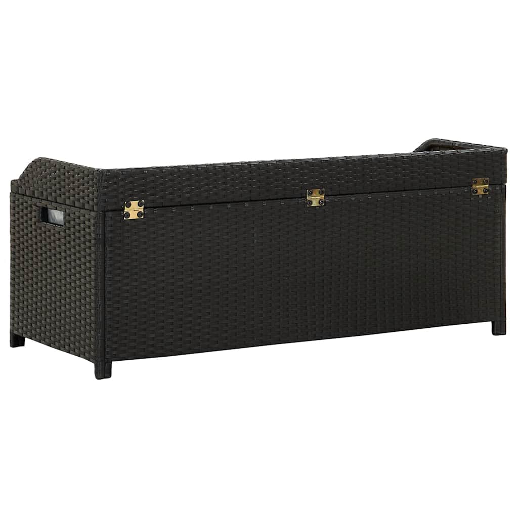 Garden Storage Bench 120 cm Poly Rattan Black