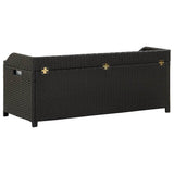 Garden Storage Bench 120 cm Poly Rattan Black
