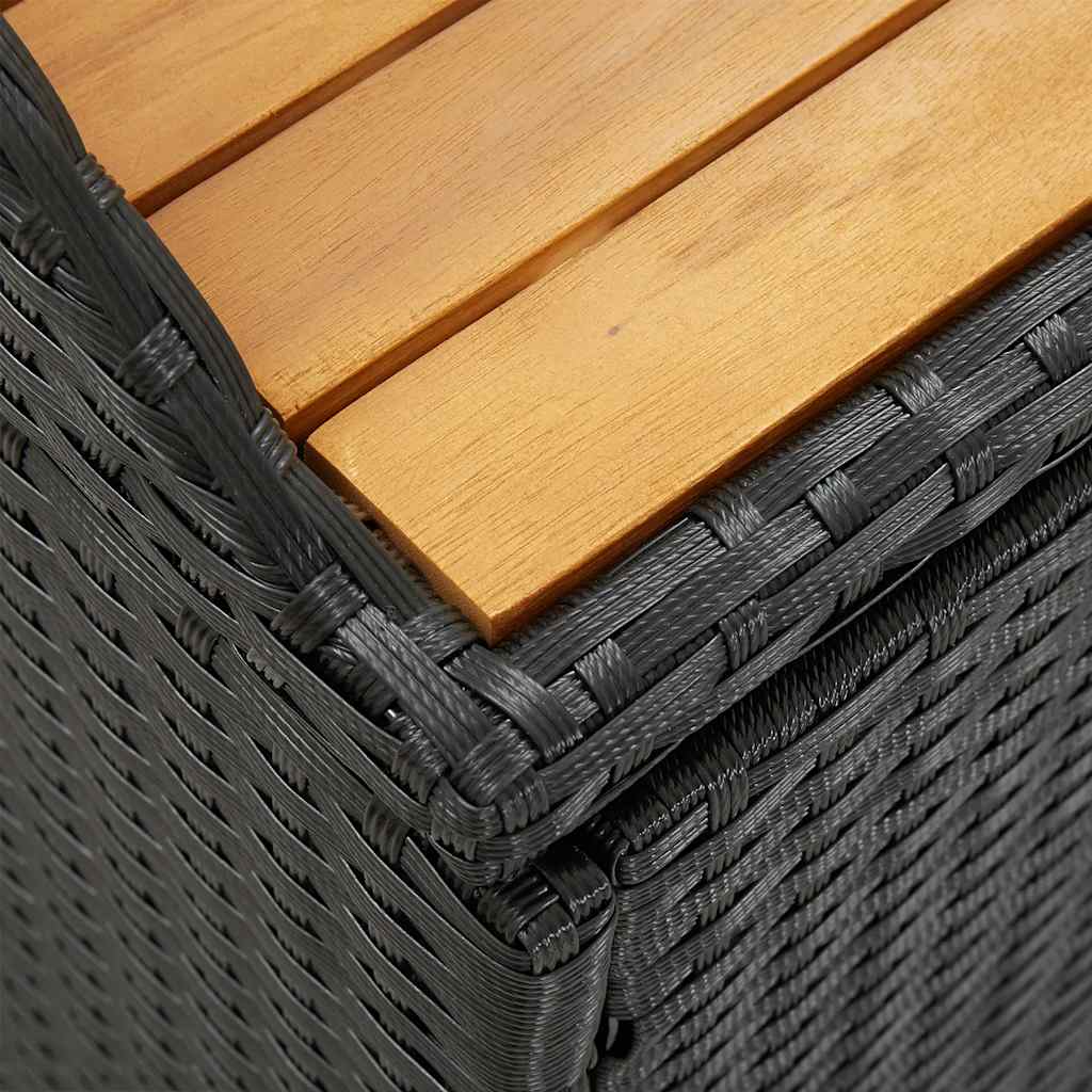 Garden Storage Bench 120 cm Poly Rattan Black
