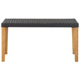 Garden Bench 120 cm Black Poly Rattan and Solid Acacia Wood