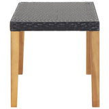 Garden Bench 120 cm Black Poly Rattan and Solid Acacia Wood