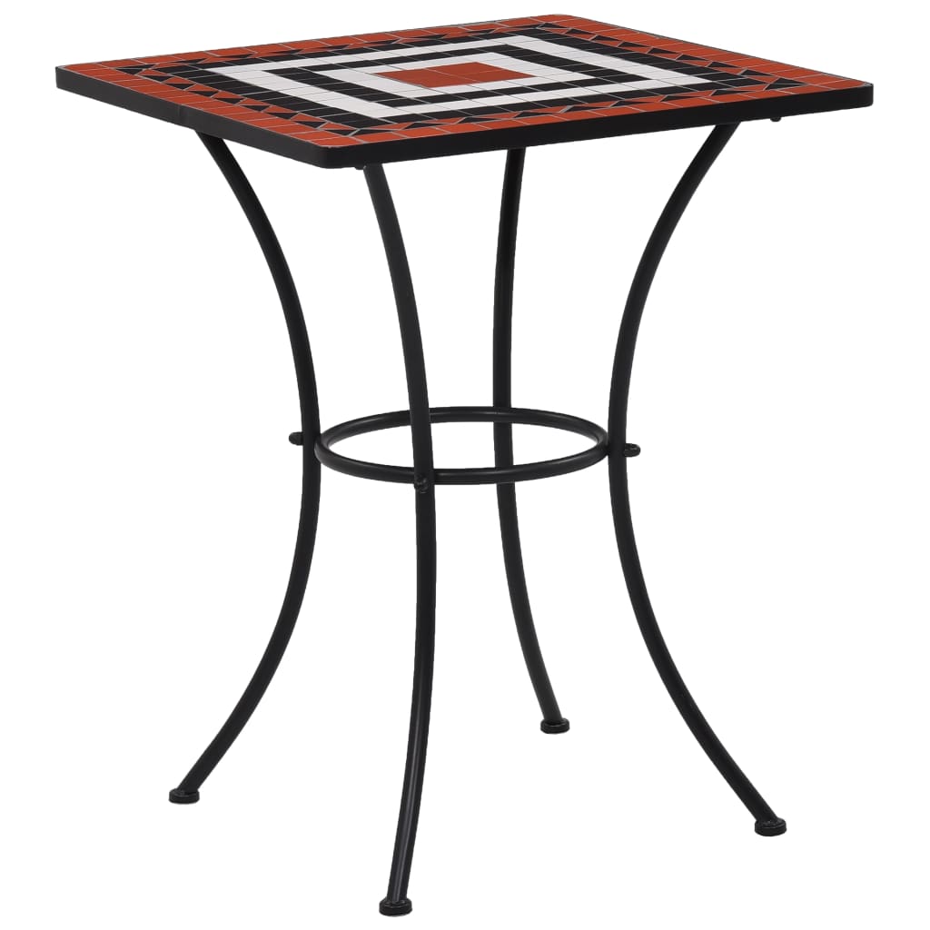 Mosaic Bistro Table Terracotta and White 60 cm Ceramic