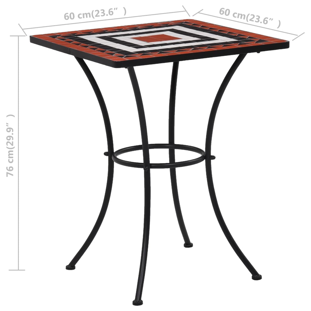 Mosaic Bistro Table Terracotta and White 60 cm Ceramic